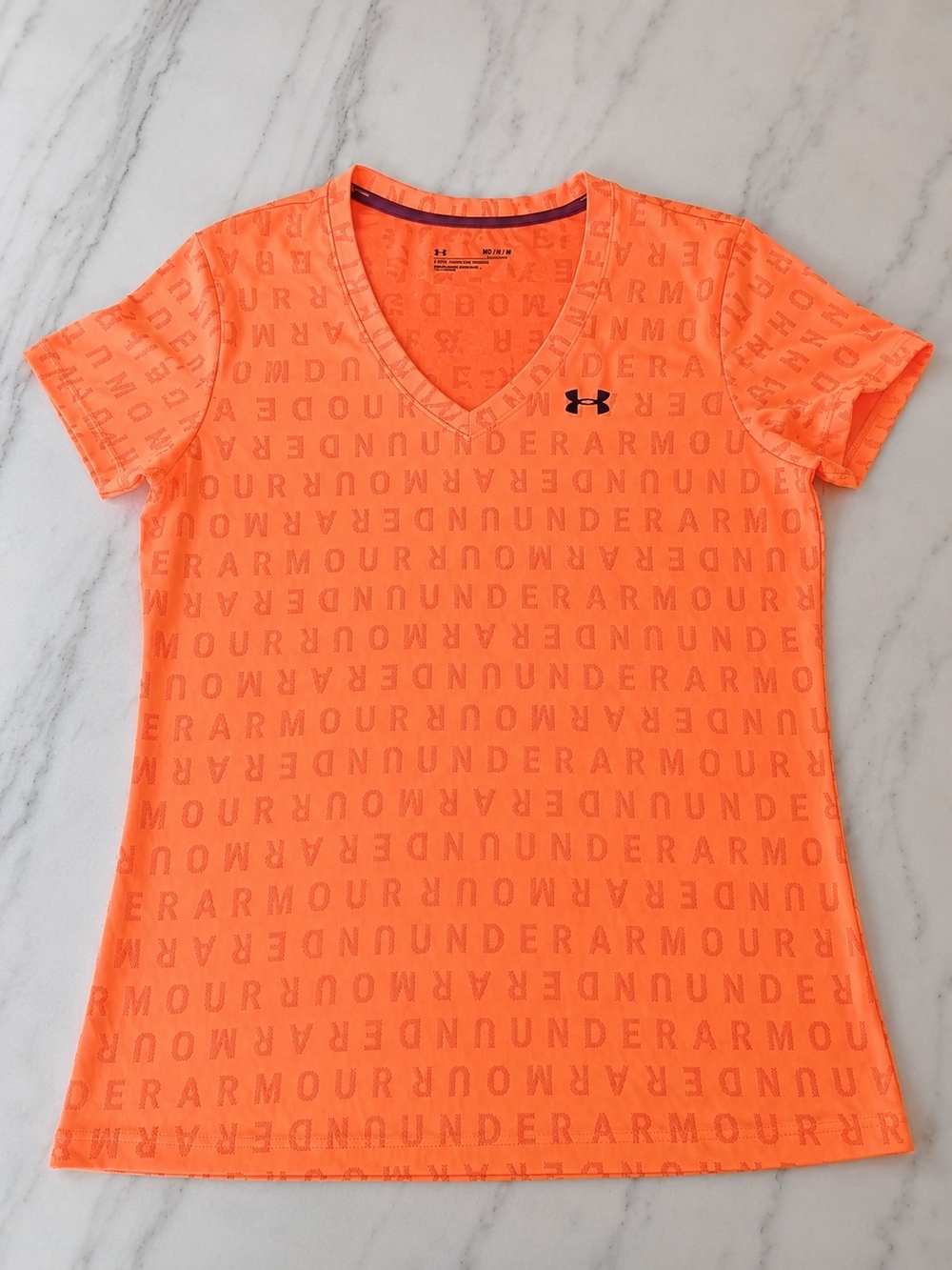 Under Armour Neon Orange V-Neck Performance Tee